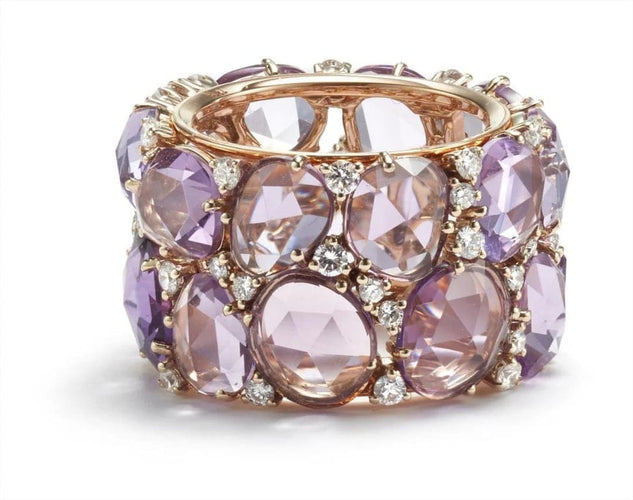 Bague 55 Pomellato Lulu - Bague en or rose 18k, améthystes et diamants 58 Facettes