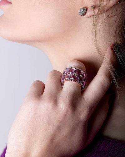 Bague 55 Pomellato Lulu - Bague en or rose 18k, améthystes et diamants 58 Facettes