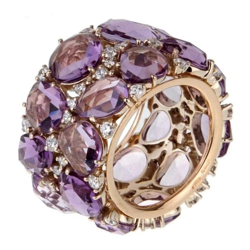 Bague 55 Pomellato Lulu - Bague en or rose 18k, améthystes et diamants 58 Facettes