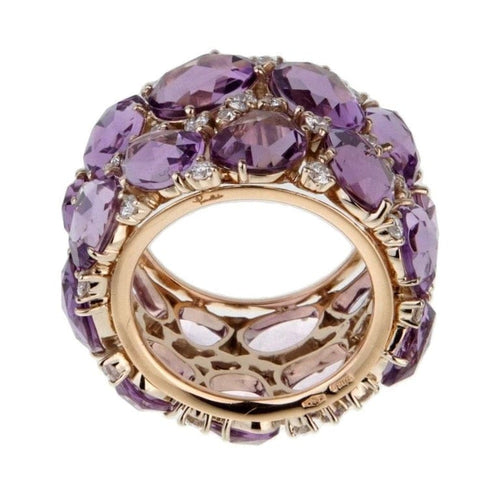 Bague 55 Pomellato Lulu - Bague en or rose 18k, améthystes et diamants 58 Facettes