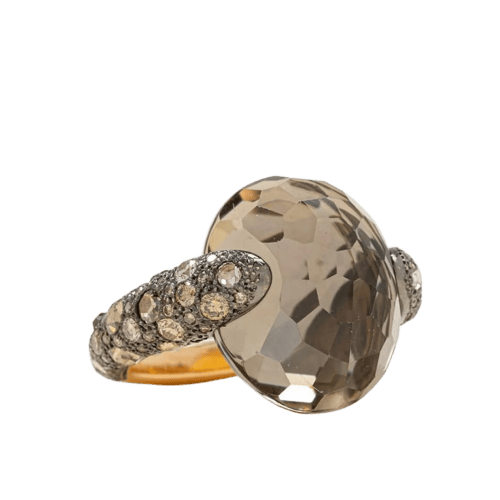 Bague 53 Pomellato Tango - Bague en or rose 18k, quartz fumé et diamants 58 Facettes