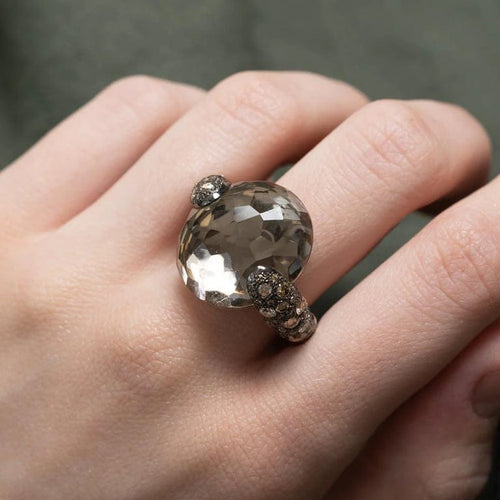 Bague 53 Pomellato Tango - Bague en or rose 18k, quartz fumé et diamants 58 Facettes