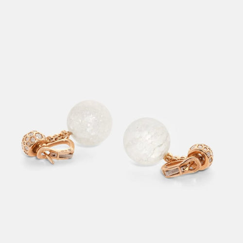 Boucles d'oreilles De Grisogono - Boucles d’oreilles boule en or rose 18k, diamants et cristal de roche 58 Facettes
