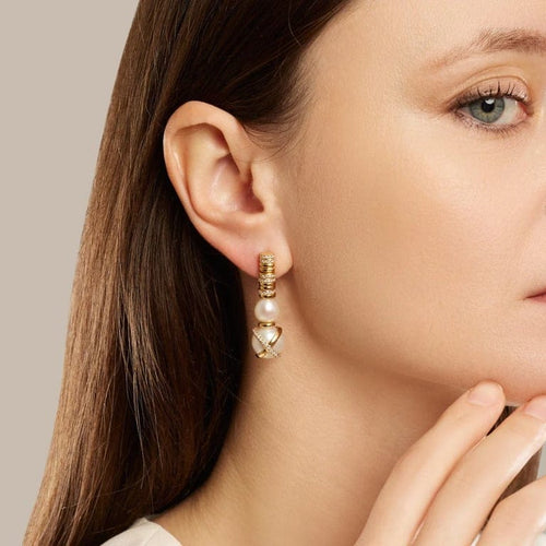 Boucles d'oreilles FRED Baie des Anges - Boucles d'oreilles en or jaune 18k, perles et diamants 58 Facettes