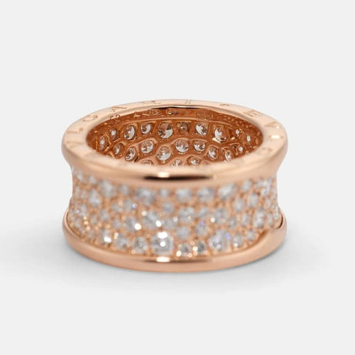 Bague 53 BVLGARI B.zero1 - Bague grand modèle en or rose et diamants 58 Facettes