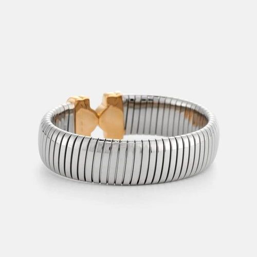 Bracelet Bvlgari Parentesi - Bracelet vintage en or jaune 18k et acier 58 Facettes