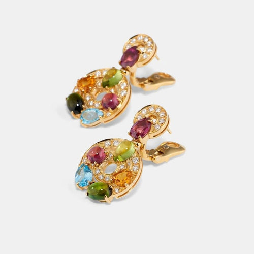 Boucles d'oreilles Bvlgari Astrale - Boucles d'oreilles en or jaune 18k et pierres de couleur 58 Facettes