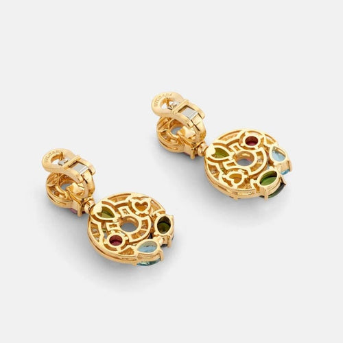 Boucles d'oreilles Bvlgari Astrale - Boucles d'oreilles en or jaune 18k et pierres de couleur 58 Facettes