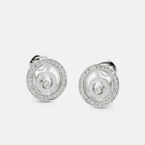 Boucles d'oreilles Chopard Happy Diamonds - Boucles d’oreilles en or blanc 18k et diamants 58 Facettes