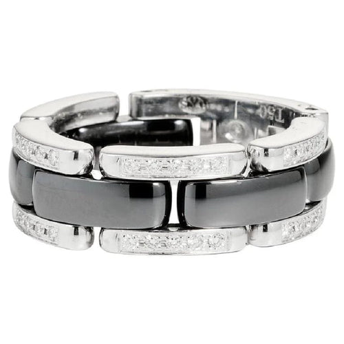 Bague 50 CHANEL Ultra - Bague en or blanc, céramique noire et diamants 58 Facettes