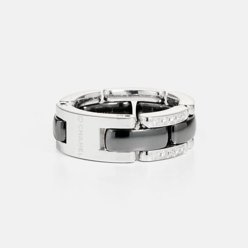 Bague 50 CHANEL Ultra - Bague en or blanc, céramique noire et diamants 58 Facettes