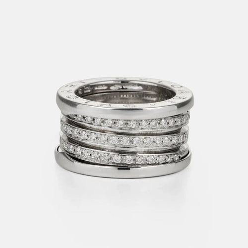 Bague 50 Bvlgari B.Zero1 - Bague en or blanc 18k et diamants 58 Facettes