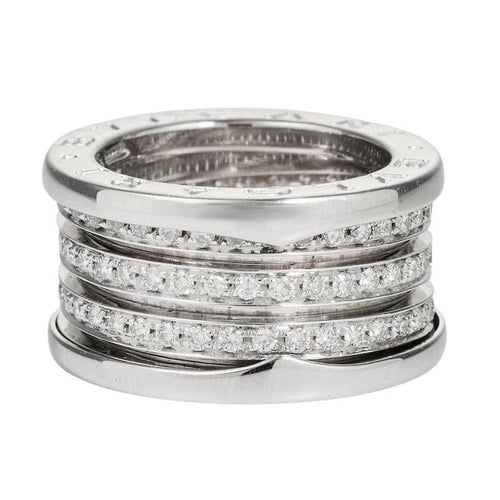 Bague 50 Bvlgari B.Zero1 - Bague en or blanc 18k et diamants 58 Facettes