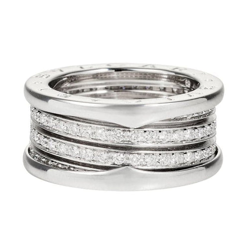 Bague 54 Bvlgari B.Zero1 - Bague en or blanc 18k et diamants 58 Facettes