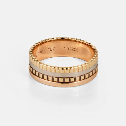 Bague 57 Boucheron Quatre - Bague en trois ors 18k et PVD marron 58 Facettes