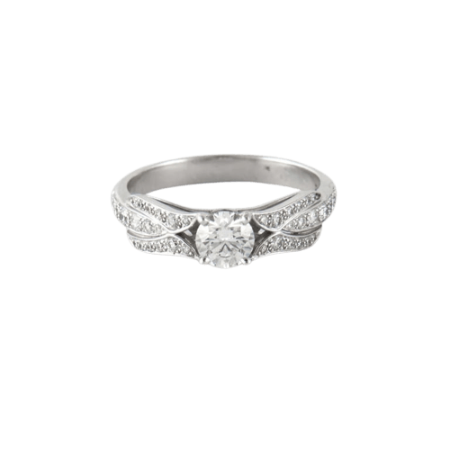 Bague 54 Bague tulipe en or gris 750 et diamants 58 Facettes