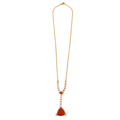 Collier Collier en or jaune avec grenats mandarine et diamants 58 Facettes