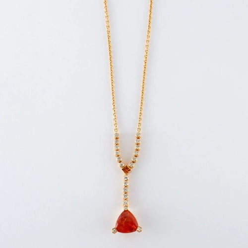 Collier Collier en or jaune avec grenats mandarine et diamants 58 Facettes