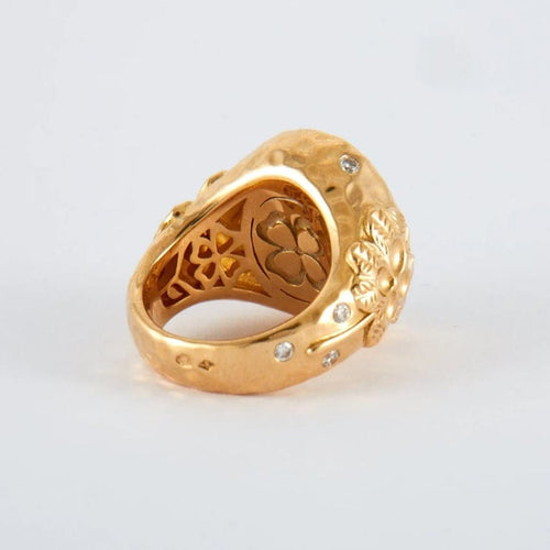 Bague 48 Bague chevalière cœur en or jaune 18K avec morganite et diamants 58 Facettes 2.569