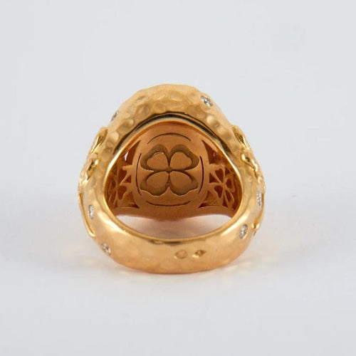 Bague 48 Bague chevalière cœur en or jaune 18K avec morganite et diamants 58 Facettes 2.569