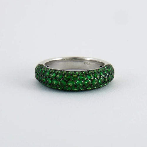 Bague 55 Bague jonc en or gris 18K pavée de tsavorites 58 Facettes 2.132