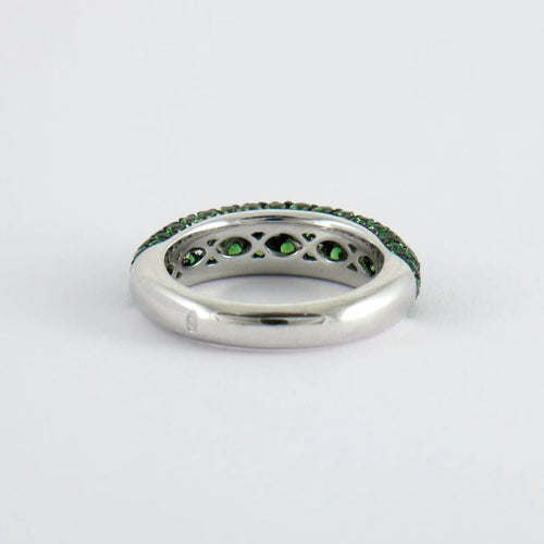Bague 55 Bague jonc en or gris 18K pavée de tsavorites 58 Facettes 2.132
