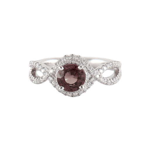 Bague 52 Tentation - Bague en or gris 18K avec saphir rose et diamants 58 Facettes 2.1122