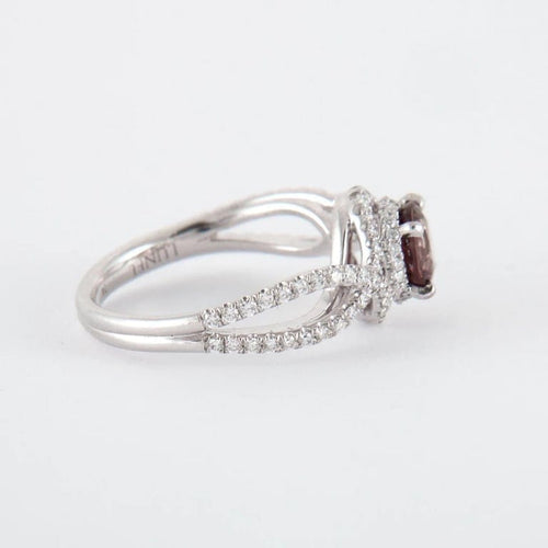 Bague 52 Tentation - Bague en or gris 18K avec saphir rose et diamants 58 Facettes 2.1122