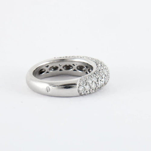 Bague 53 Bague jonc en or gris 18K pavée de diamants 58 Facettes 2.154