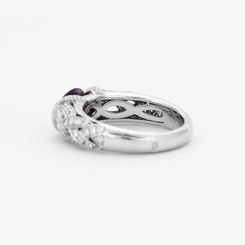 Bague 54 Bague entrelacée en or blanc 18k avec améthyste et diamants 58 Facettes 002.138