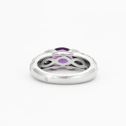 Bague 54 Bague entrelacée en or blanc 18k avec améthyste et diamants 58 Facettes 002.138