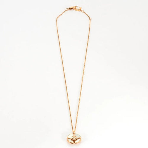 Collier Collier fleur en or rose 18k avec nacre et diamants 58 Facettes 002.687