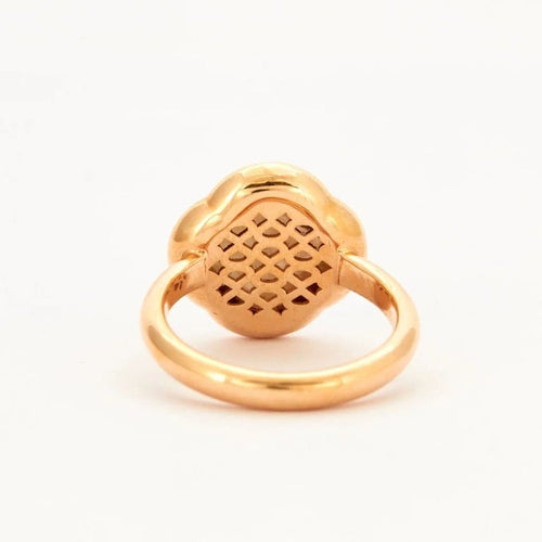 Bague 54 Bague trèfle en or rose 18k avec quartz rose et diamants 58 Facettes 002.688