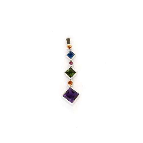 Pendentif Pendentif Arlequin en or blanc 18k améthyste, rubis et diamants 58 Facettes 002.151