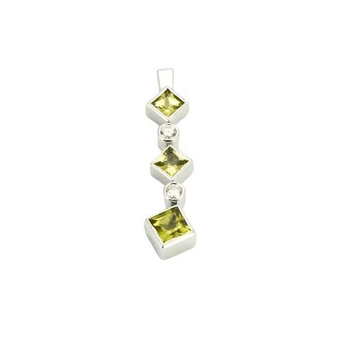Pendentif Arlequin - Pendentif en or blanc palladié 18k avec péridots et diamants 58 Facettes 002.147