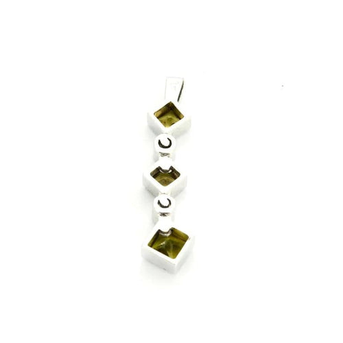 Pendentif Arlequin - Pendentif en or blanc palladié 18k avec péridots et diamants 58 Facettes 002.147