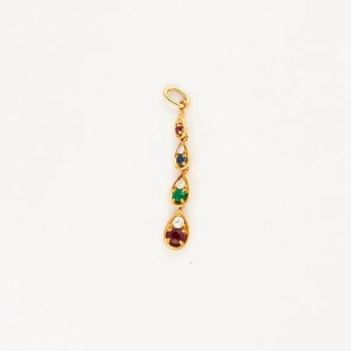 Pendentif Arlequin - Pendentif goutte en or jaune 18k avec pierres 58 Facettes 002.623