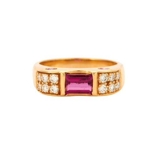 Bague 51 Bague tourmaline et diamants en or jaune 18k 58 Facettes 2.215