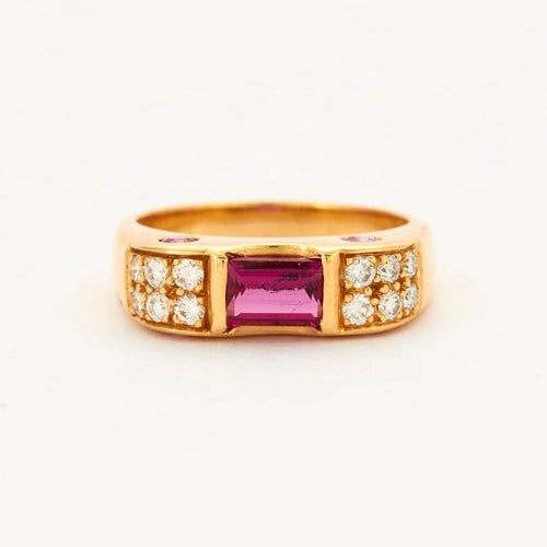 Bague 51 Bague tourmaline et diamants en or jaune 18k 58 Facettes 2.215
