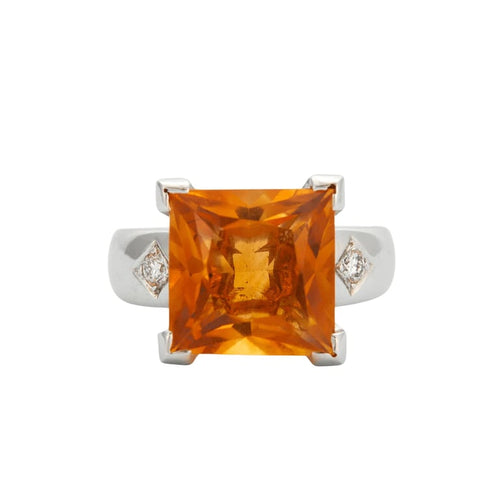Bague 52 Bague citrine et diamants en or blanc 18k 58 Facettes 002.189