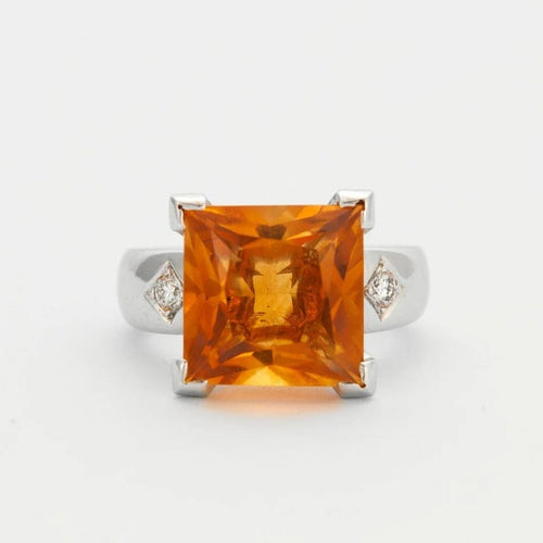 Bague 52 Bague citrine et diamants en or blanc 18k 58 Facettes 002.189
