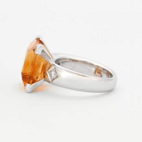 Bague 52 Bague citrine et diamants en or blanc 18k 58 Facettes 002.189