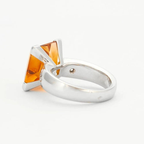 Bague 52 Bague citrine et diamants en or blanc 18k 58 Facettes 002.189