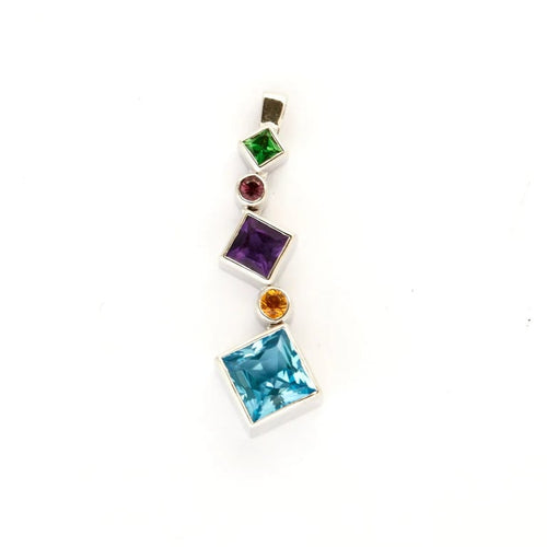Pendentif Pendentif Arlequin multicolore en or blanc 18k et pierres 58 Facettes 002.145
