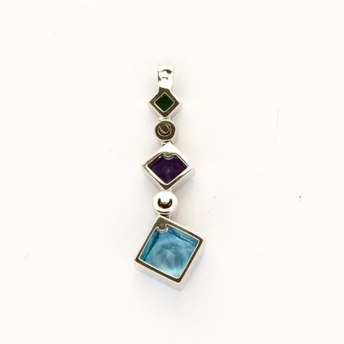 Pendentif Pendentif Arlequin multicolore en or blanc 18k et pierres 58 Facettes 002.145