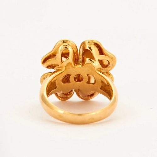 Bague 52.5 Bague trèfle en or jaune 18k avec perle Akoya 58 Facettes 002.198