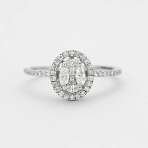 Bague 55 Ligne Vendôme Garden - Bague ovale en or blanc 18k et diamants 58 Facettes 002.926