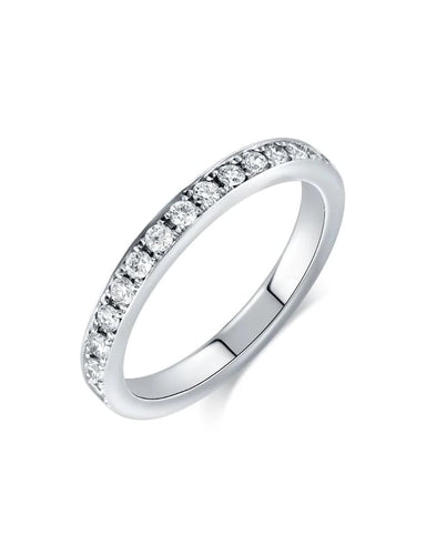 Bague 52 Alliance pavée en or blanc 18 carats et diamants 58 Facettes