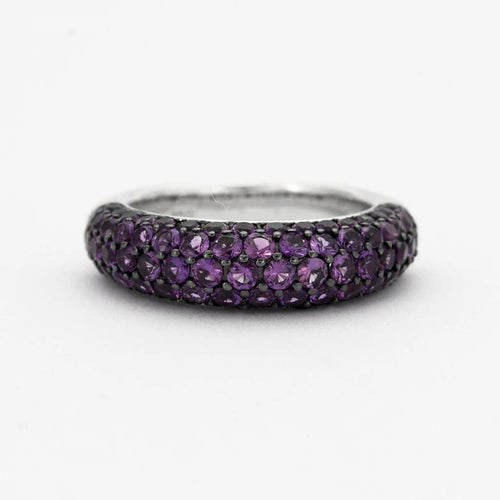 Bague 55 Bague jonc en or blanc 18k pavée d’améthyste 2,03 ct 58 Facettes 002.133