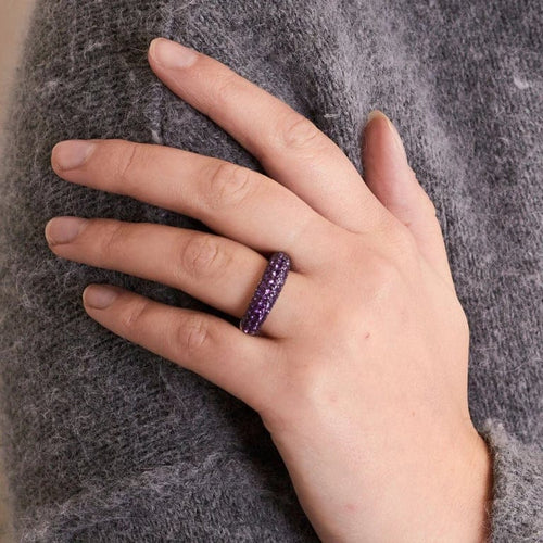 Bague 55 Bague jonc en or blanc 18k pavée d’améthyste 2,03 ct 58 Facettes 002.133